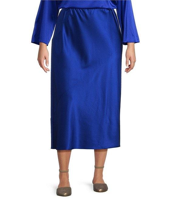 Eileen Fisher Plus Stretch Silk Charmeuse Full Skirt Product Image