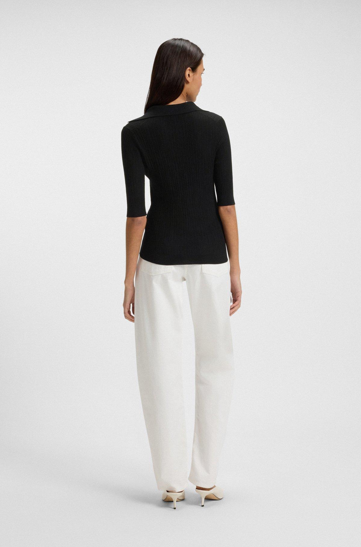 Virgin-wool sweater with collar and buttoned placket Product Image