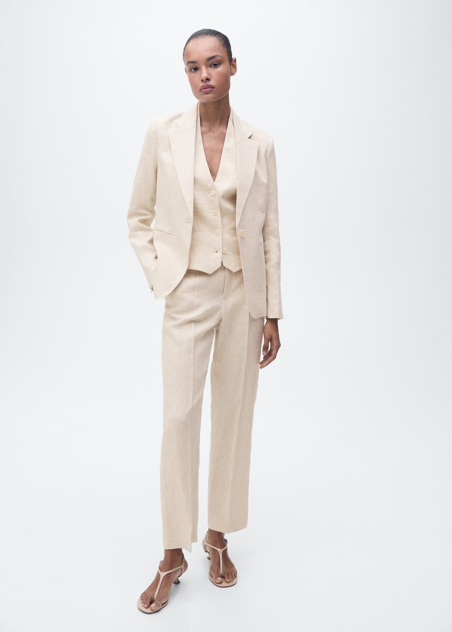 Linen suit blazer - Women | MANGO USA Product Image
