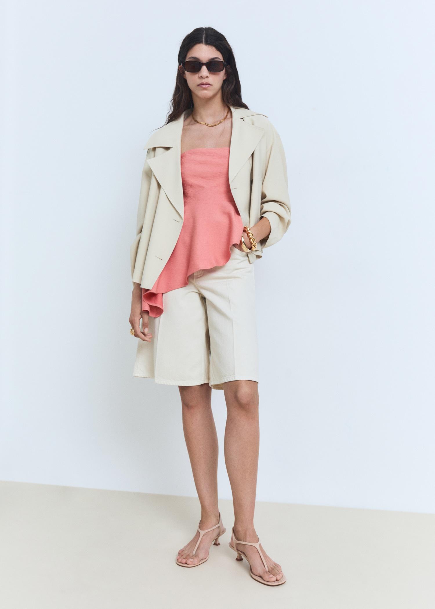 Asymmetrical strapless top - Women | MANGO USA Product Image