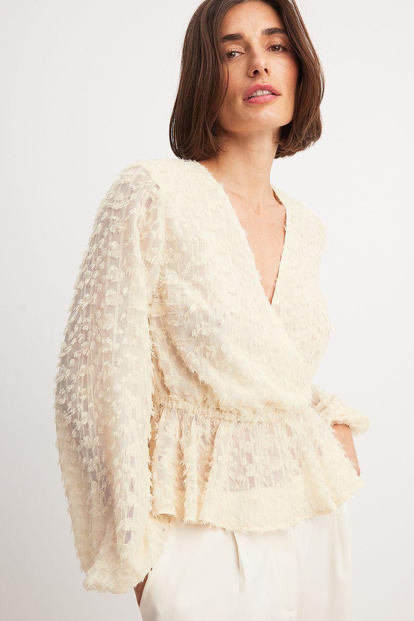 Textured Chiffon Marked Waist Blouse Product Image