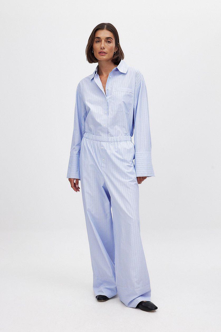 Elastic Waist Striped Trousers Product Image