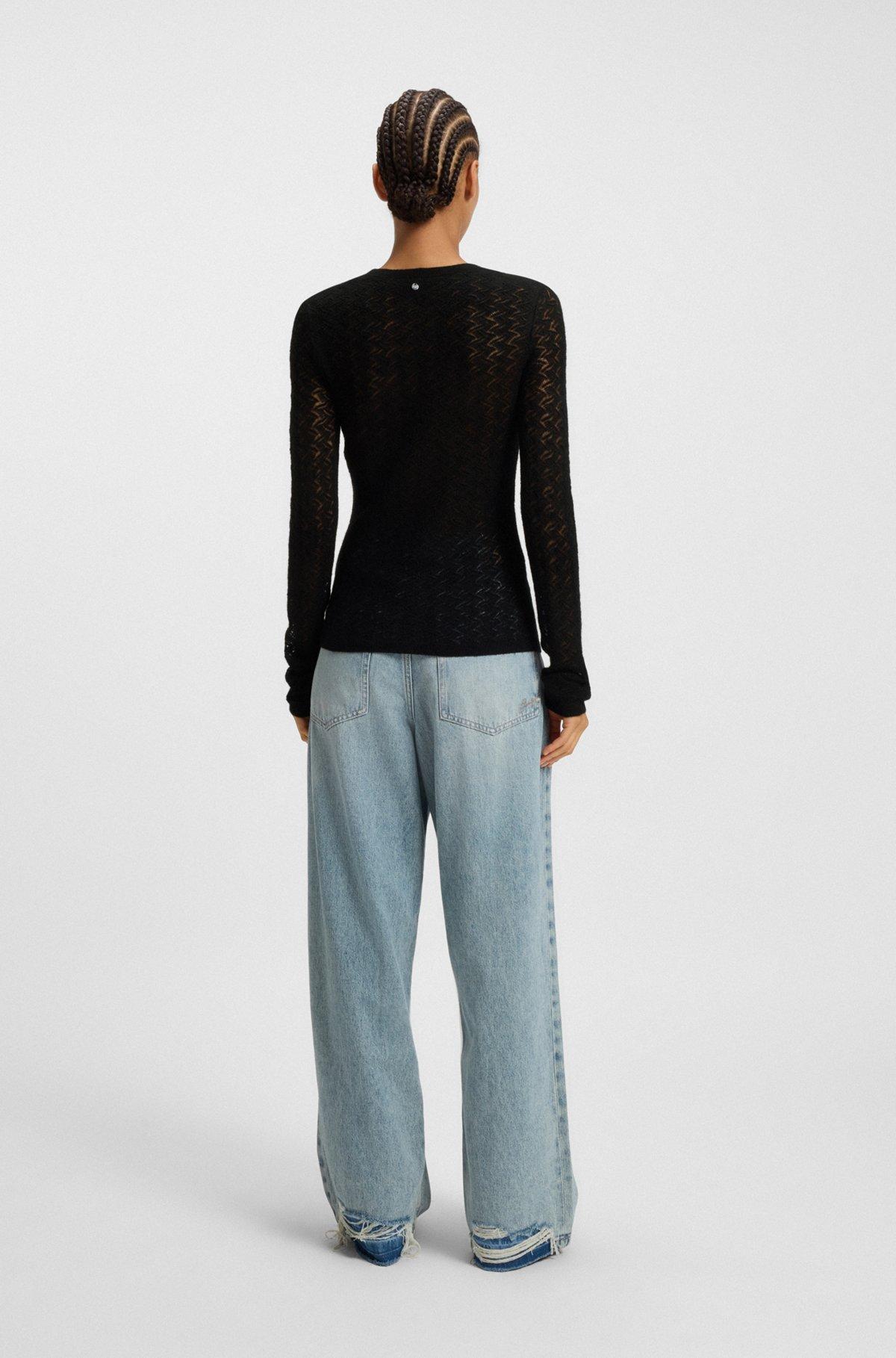 Fine-gauge sweater with knitted structure Product Image