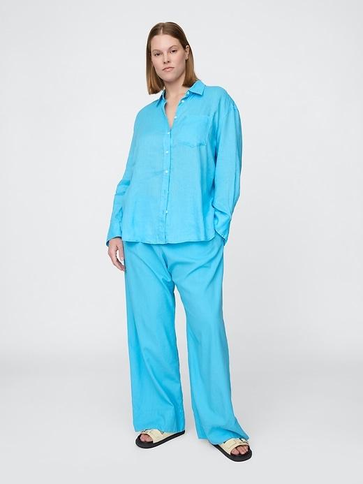 Linen-Blend Easy Wide-Hem Pants Product Image