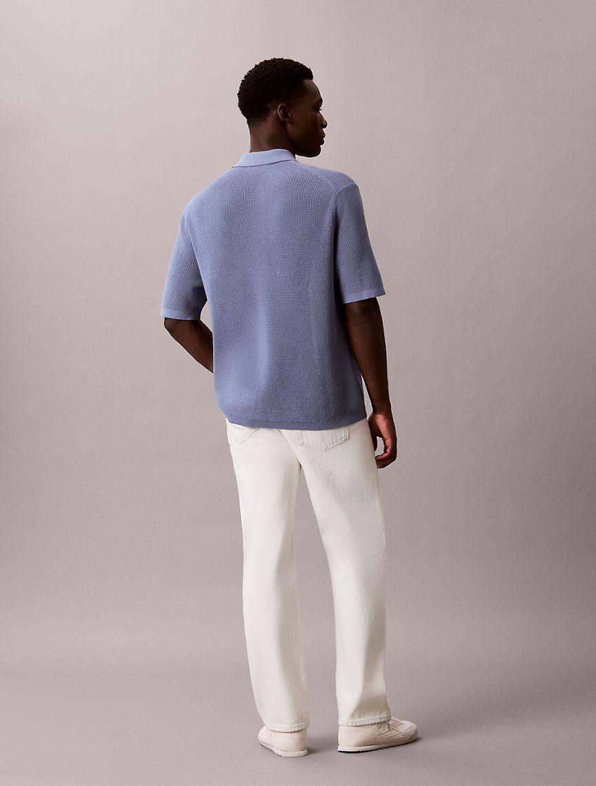 Waffle Cotton Polo Sweater Product Image