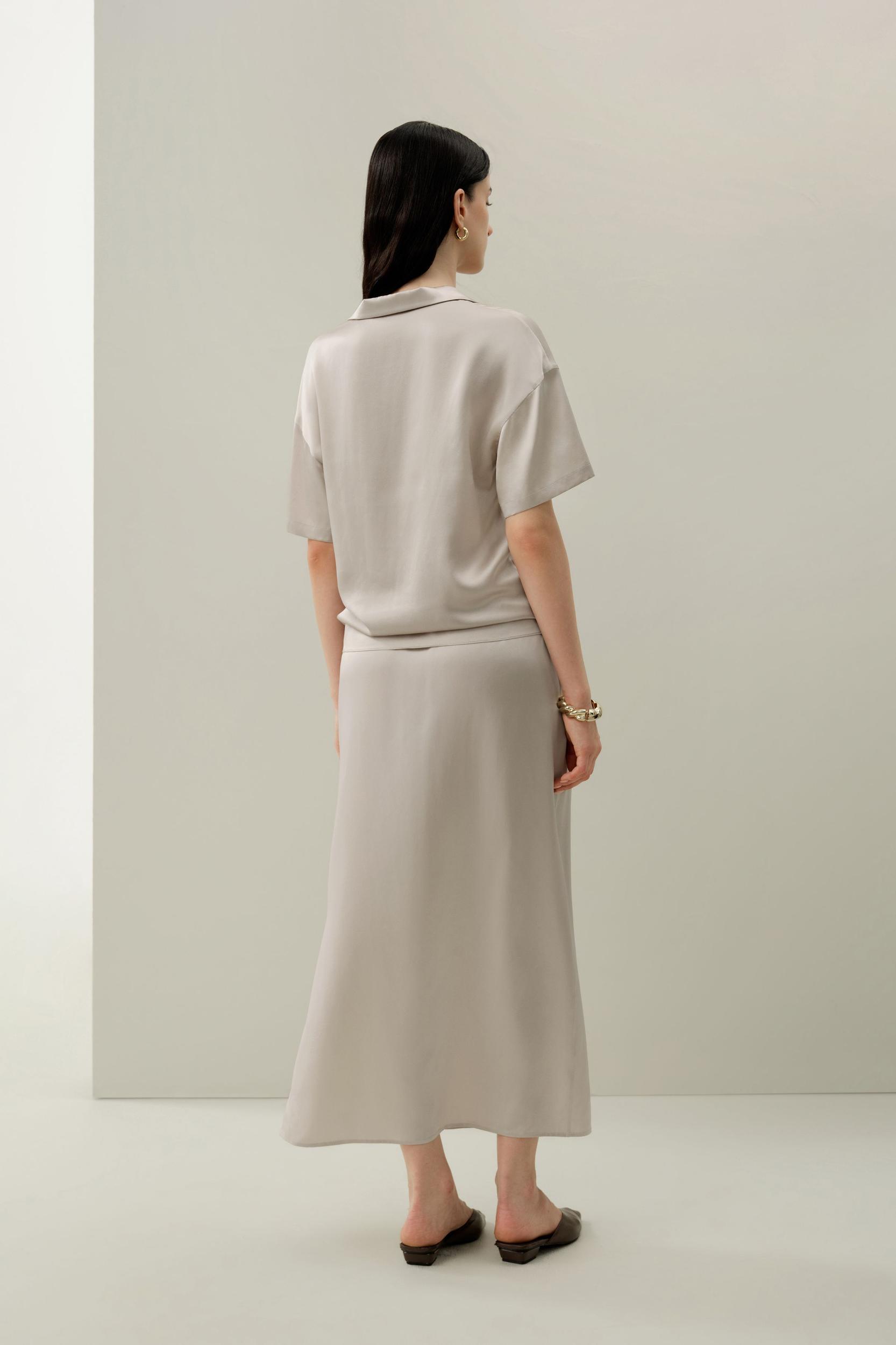 Washable Silk Charmeuse Polo Top Product Image