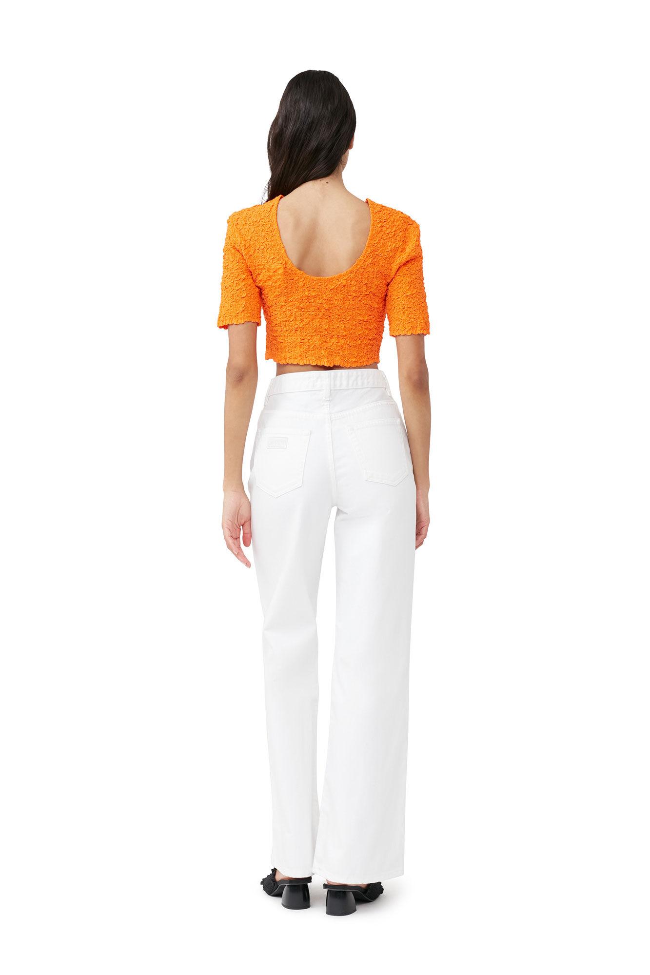 Orange Cotton Poplin Cropped Smock Top Product Image