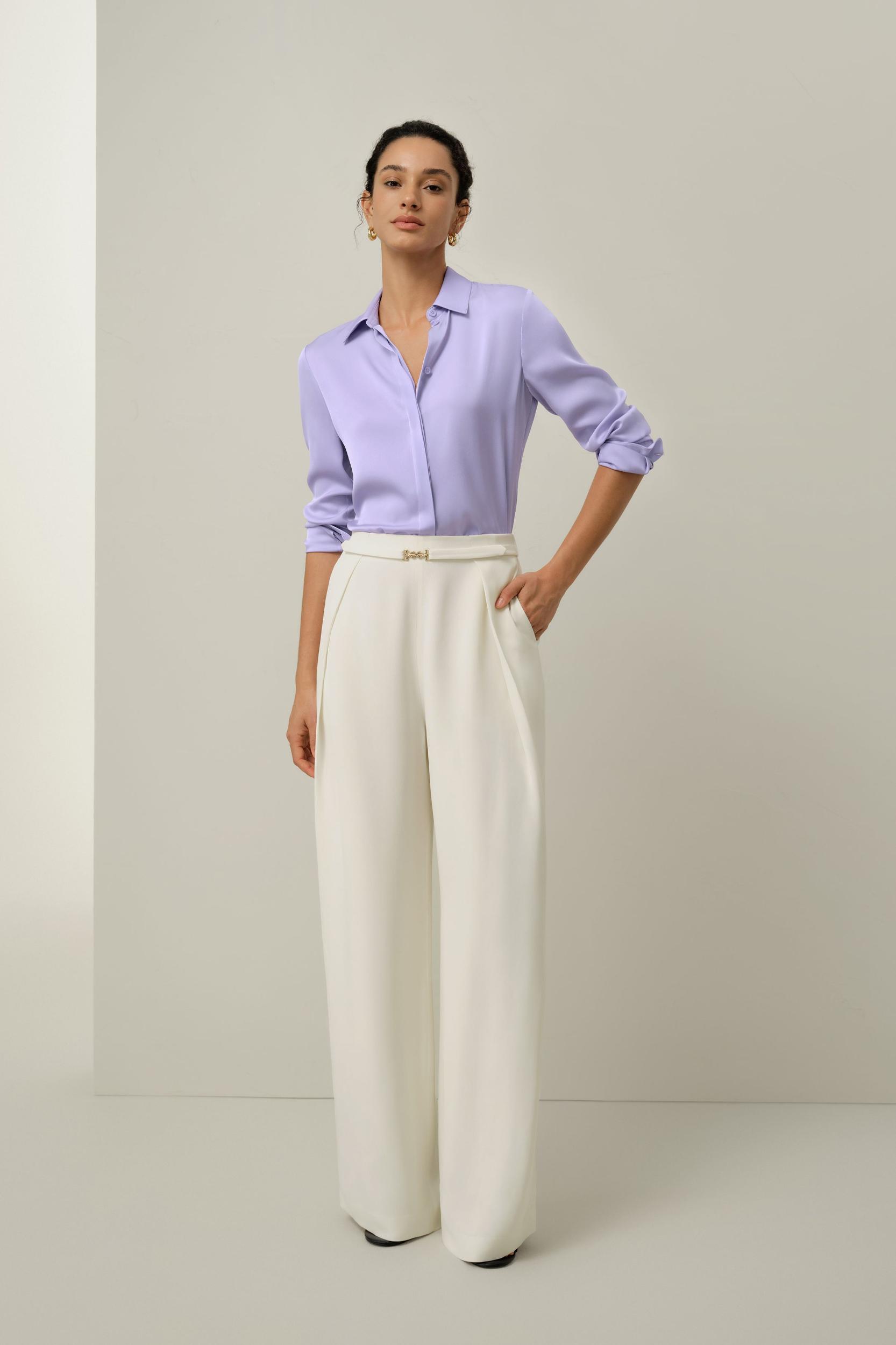 Heavy-Weight Silk Crepe Wide-Leg Pant Product Image