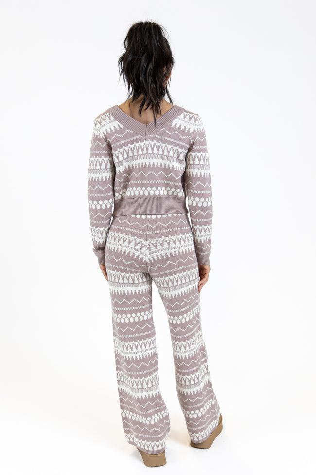Full Of Charm Mocha and Ivory Fair Isle Lounge Set FINAL SALE Product Image