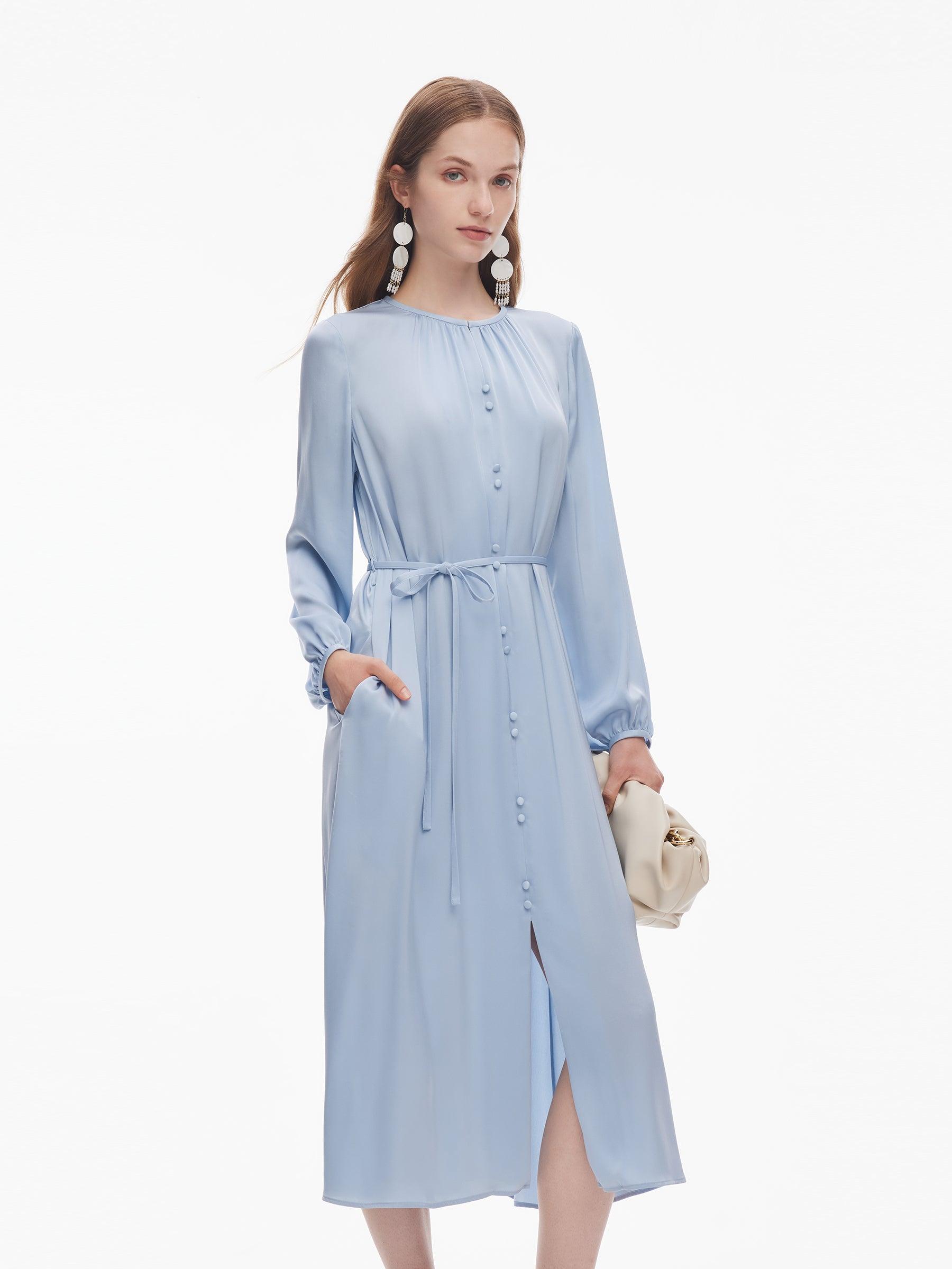 22MM Mulberry Silk Women Belted Maxi Dress Product Image