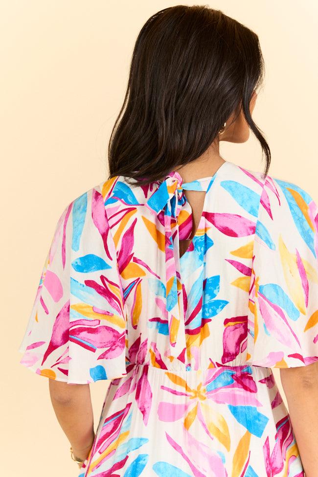 In The Wildflowers Multi Color Short Sleeve V-neck Maxi Dress FINAL SALE Product Image