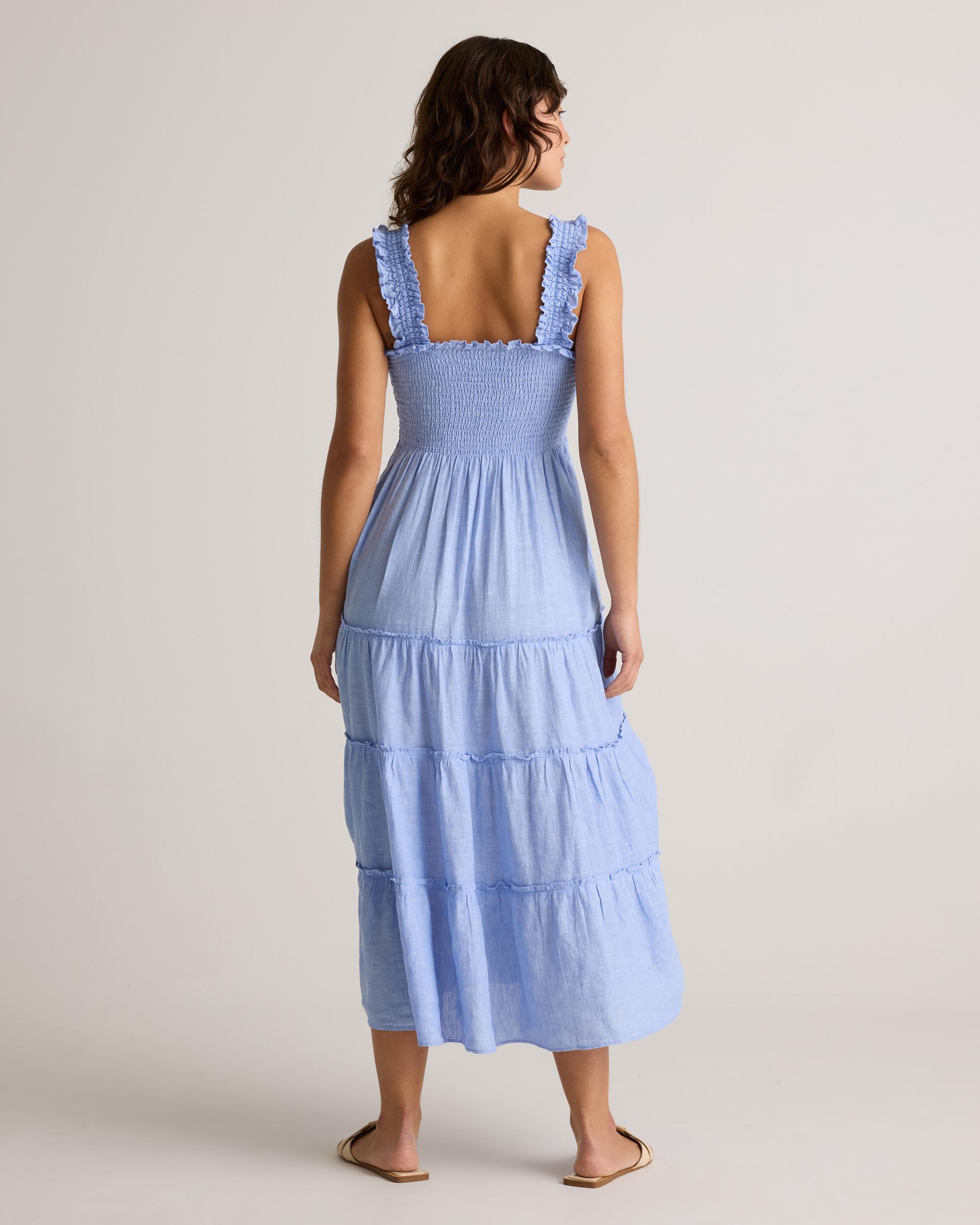 Quince | Women's 100% European Linen Smocked Midi Dress Product Image