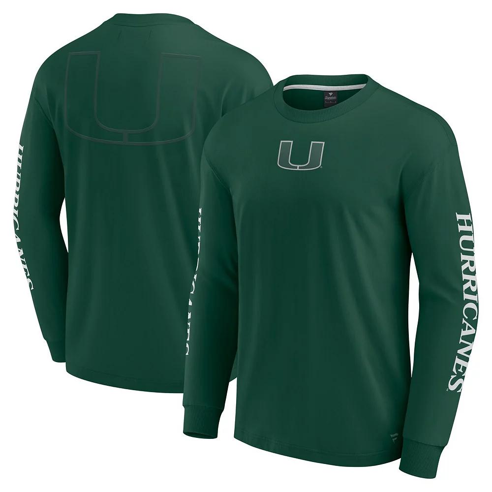 Men's Fanatics Green Miami Hurricanes Strive Long Sleeve T-Shirt,  Product Image