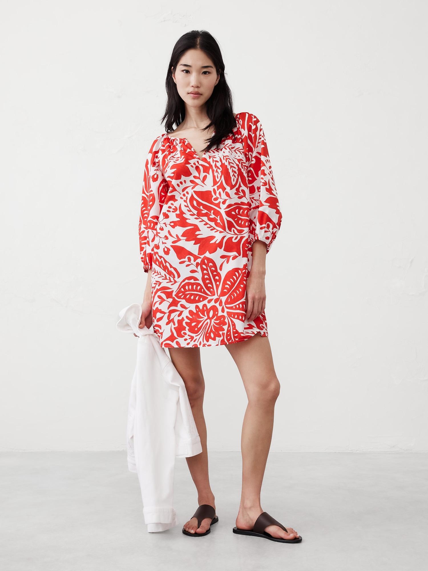 Poplin Puff-Sleeve Mini Dress Product Image