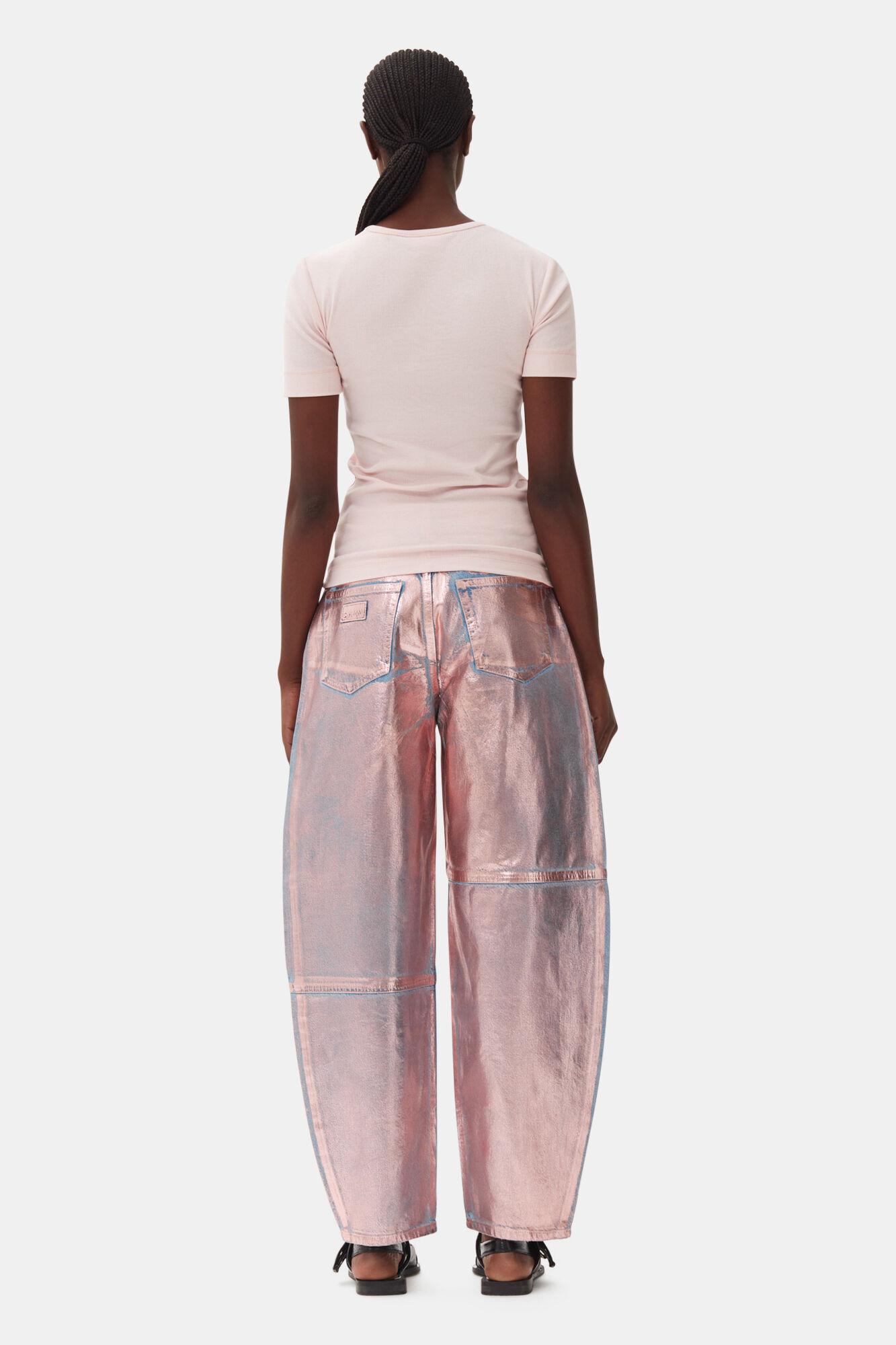 Pink Soft Cotton Rib Short Sleeve T-Shirt Product Image