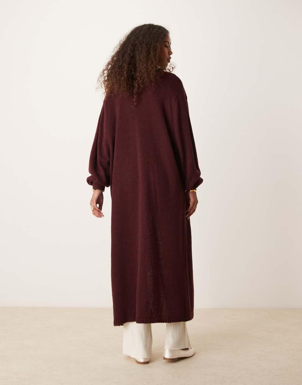 Miss Selfridge longline cardigan in burgundy Product Image