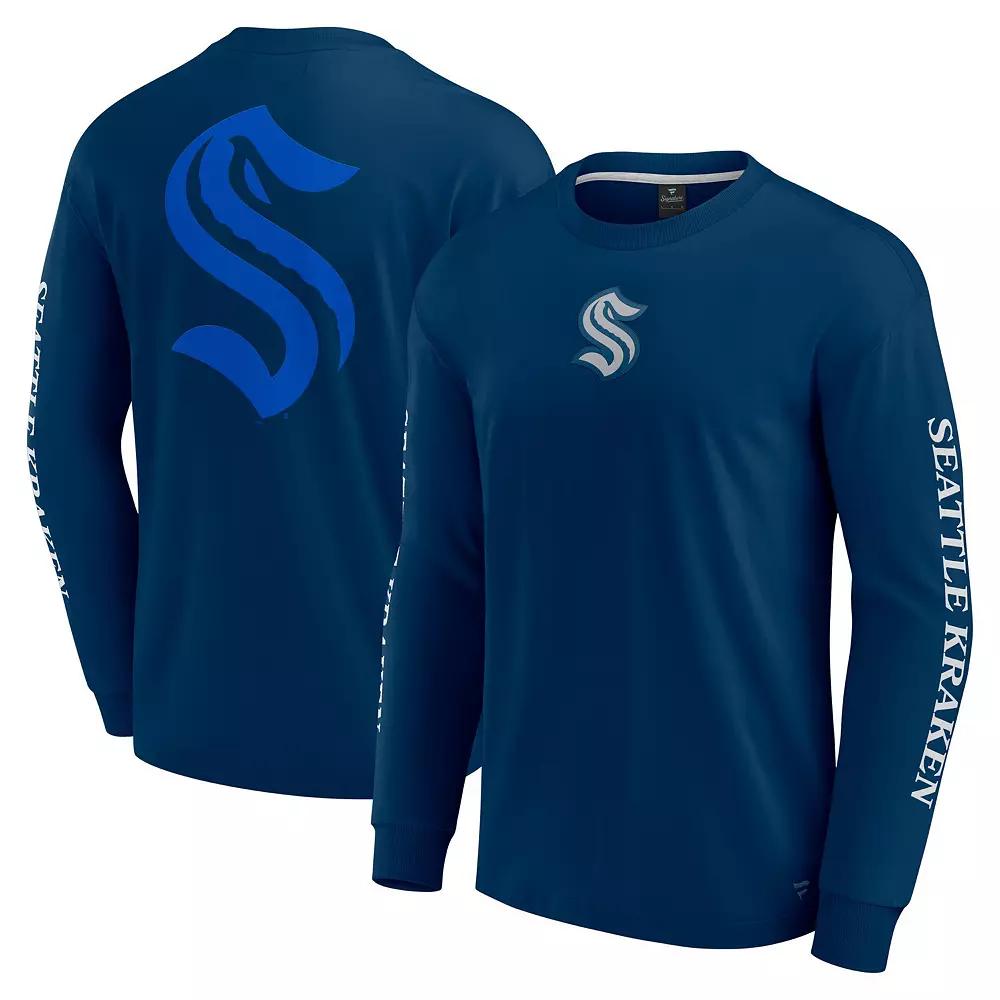 Men's Fanatics Deep Sea Blue Seattle Kraken Elements Strive Long Sleeve T-Shirt,  Product Image