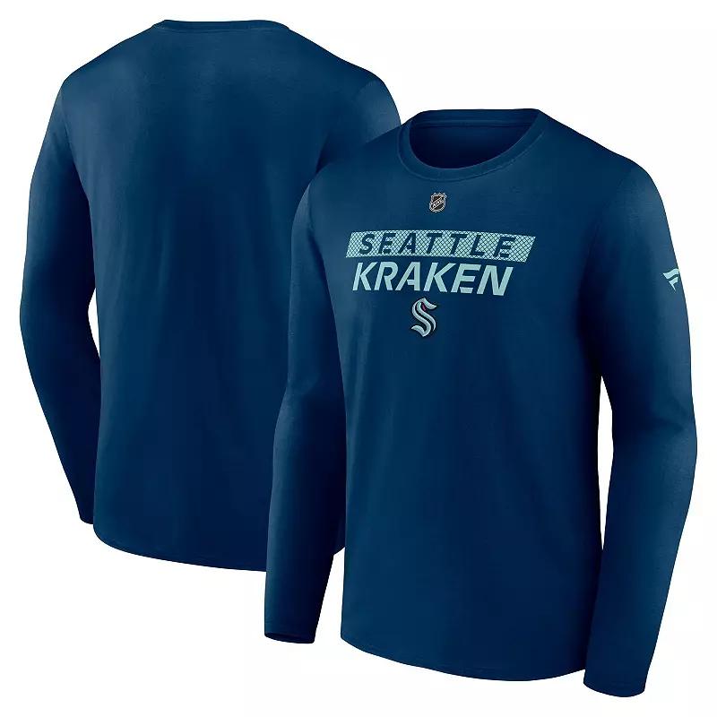 Men's Fanatics  Deep Sea Blue Seattle Kraken Authentic Pro Core Primary Long Sleeve T-Shirt, Size: Large, Krk Blue Product Image