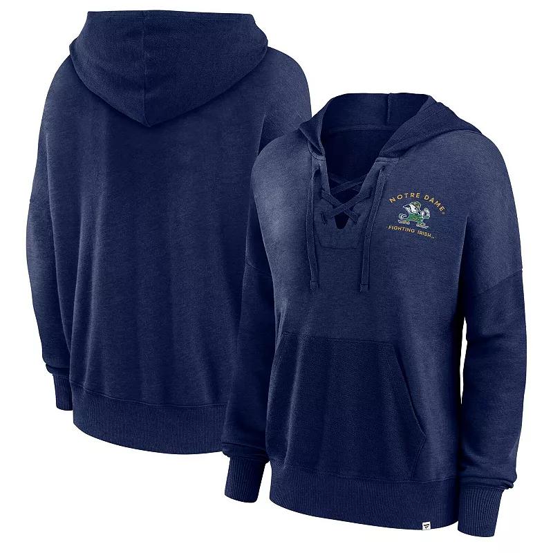 Women's Fanatics Branded Heather Navy Notre Dame Fighting Irish Campus Lace-Up Pullover Hoodie, Size: Medium, Blue Product Image