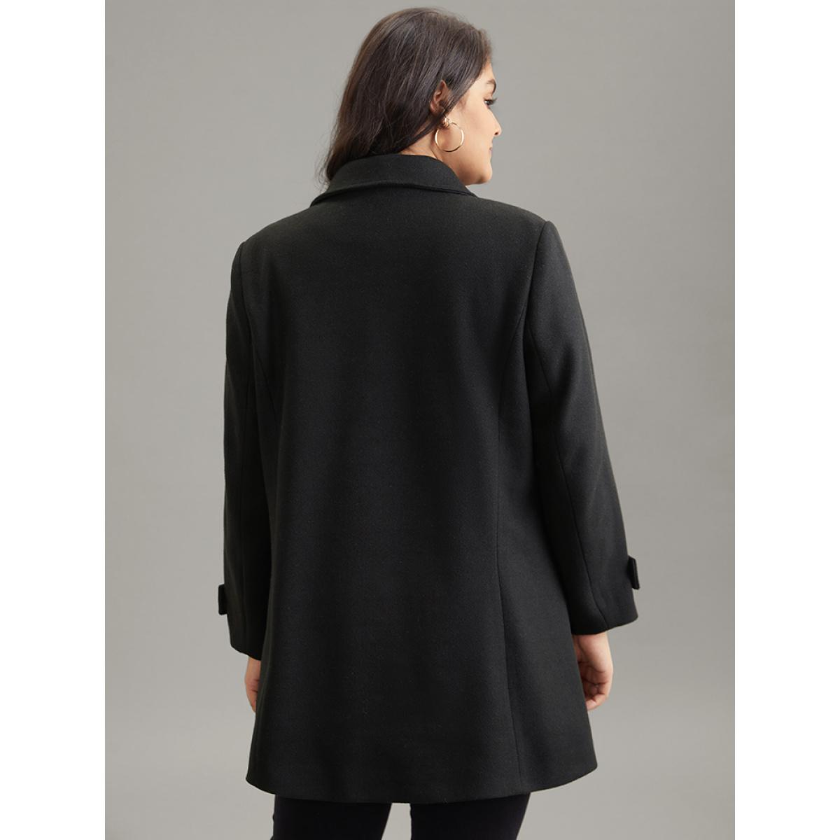 Plus Size PU Patchwork Pocket Double Breasted Jacket Women Black Lined Pocket Dailywear Jackets BloomChic 10/M Product Image