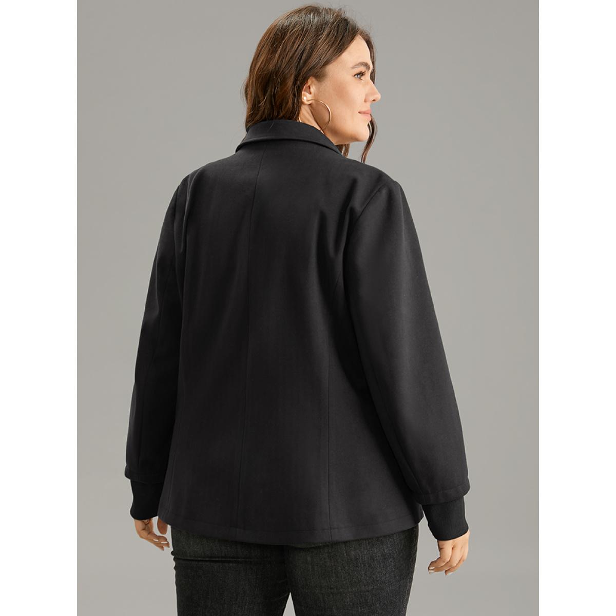 Plus Size Indigo Plisse Satin Button Up Curved Hem Blouse Women Office Long Sleeve Shirt collar Office Blouses BloomChic 30/6X Product Image