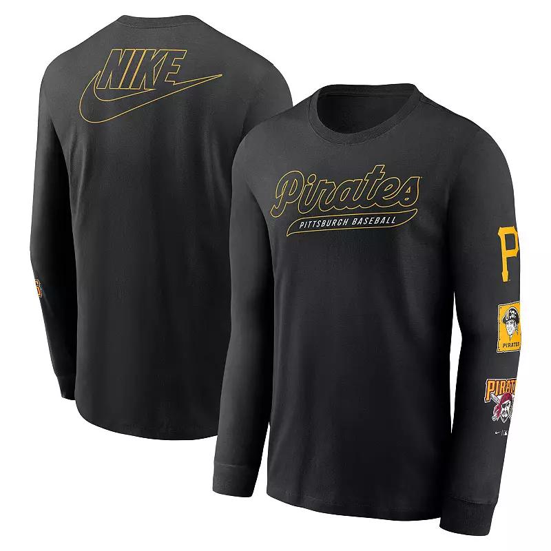 Men's Nike Black Pittsburgh Pirates Cooperstown Collection Knockout Long Sleeve T-Shirt,  Product Image