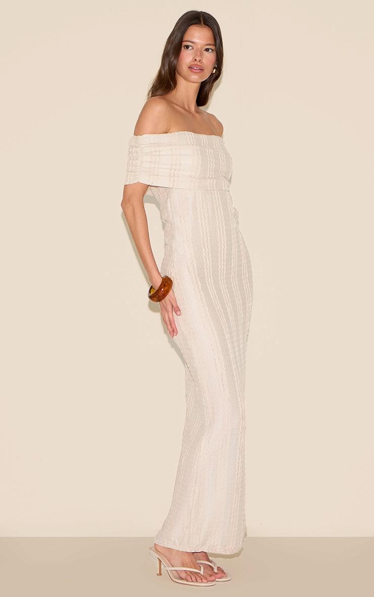 Cream Textured Bardot Maxi Dress Product Image