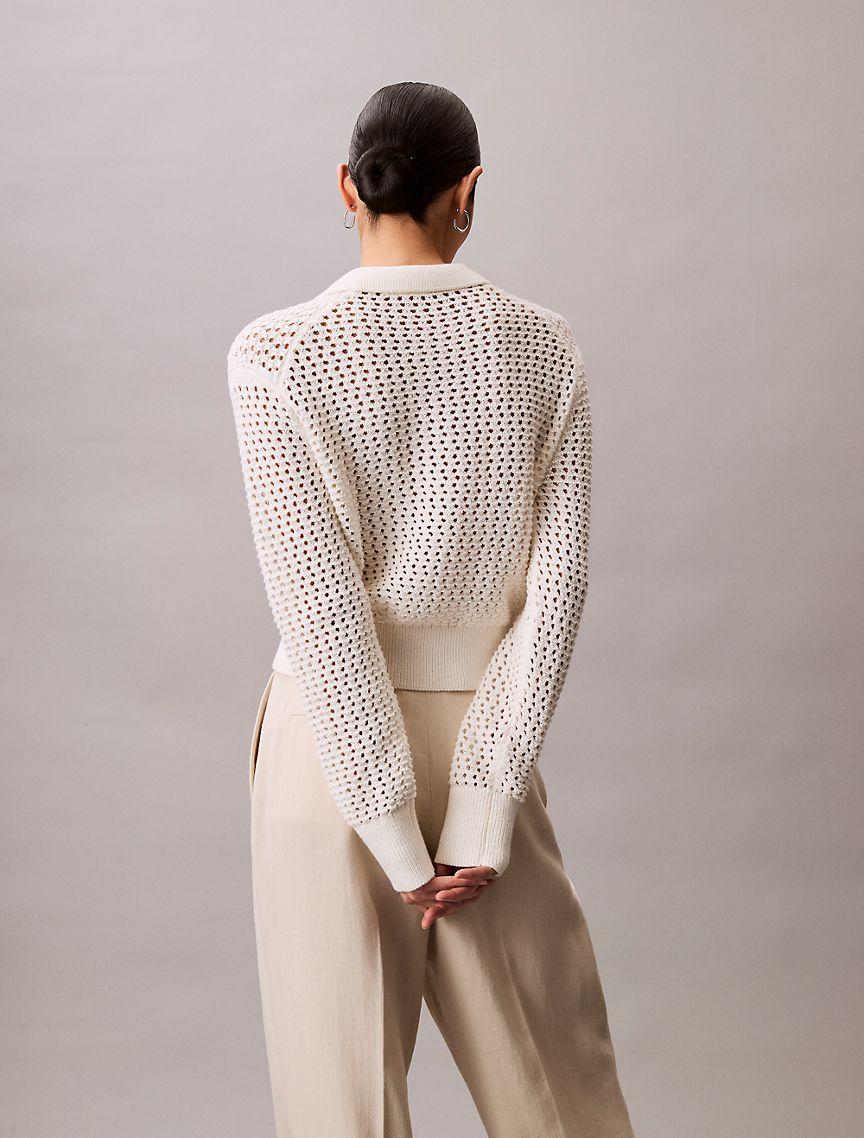 Open Stitch Polo Sweater Product Image