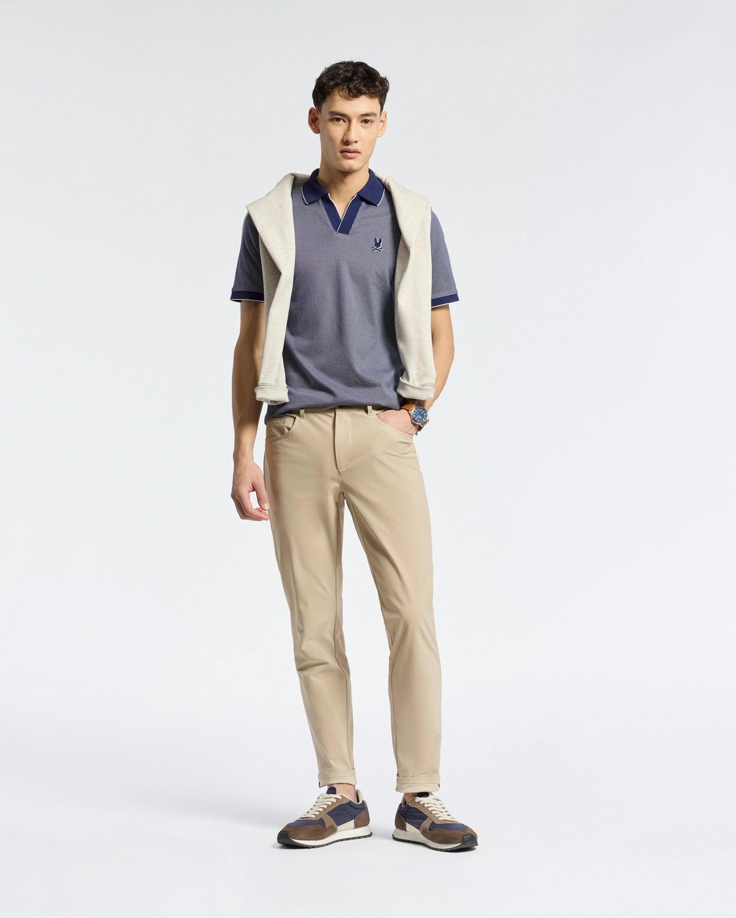 MENS MACKAY JACQUARD JOHNNY COLLAR POLO - B6K408F200 Male Product Image