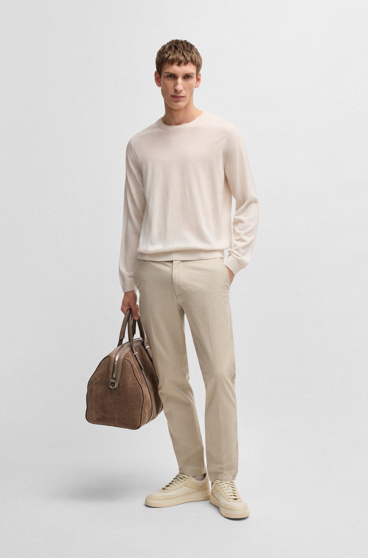 Slim-fit sweater in merino wool with crew neckline Product Image