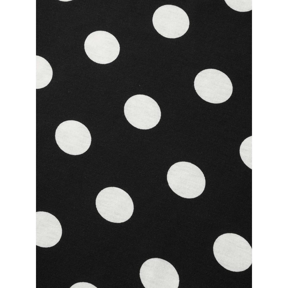 Plus Size Classic Polka Dots Notched Collar Tank Top Women Black Casual Gathered Notched collar Everyday Tank Tops Camis BloomChic 10/M Product Image