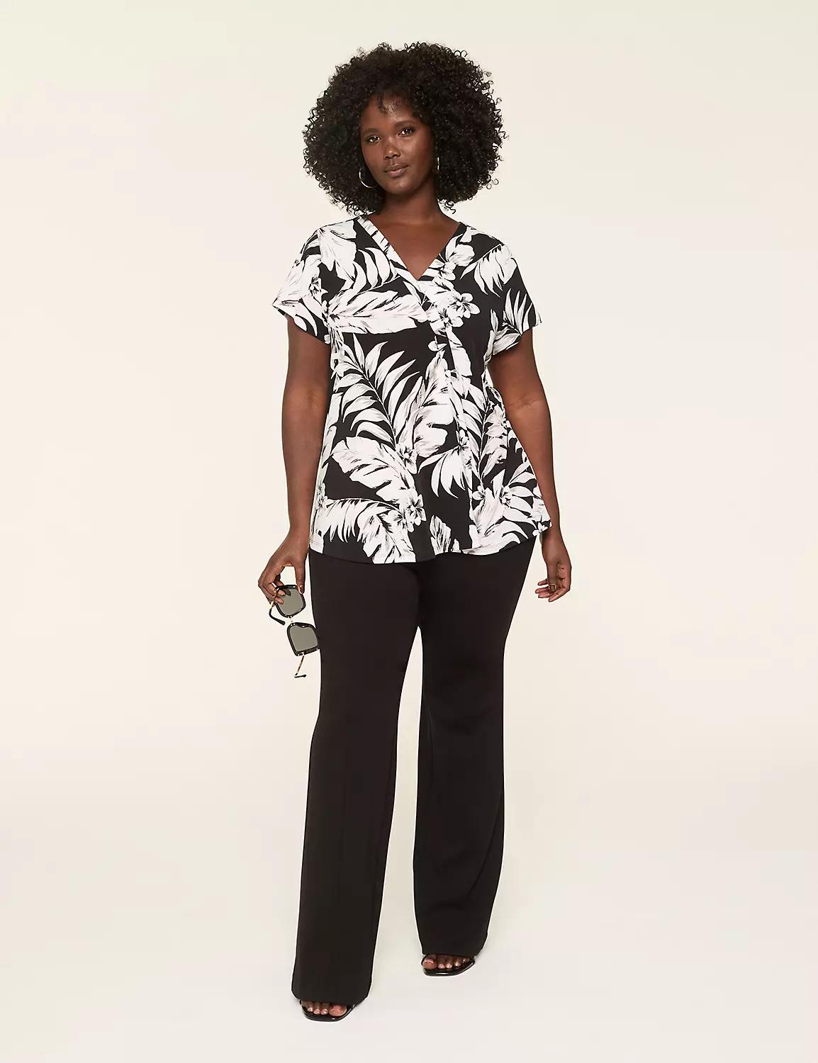 Cap-Sleeve Pleat-Front Top Product Image