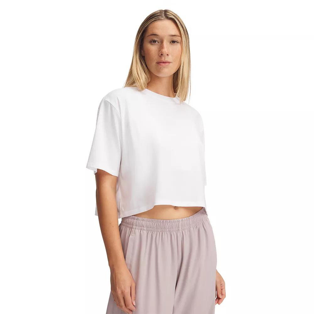 Women's Under Armour Rival Short Sleeve Cropped Tee, Size: Small, White Product Image