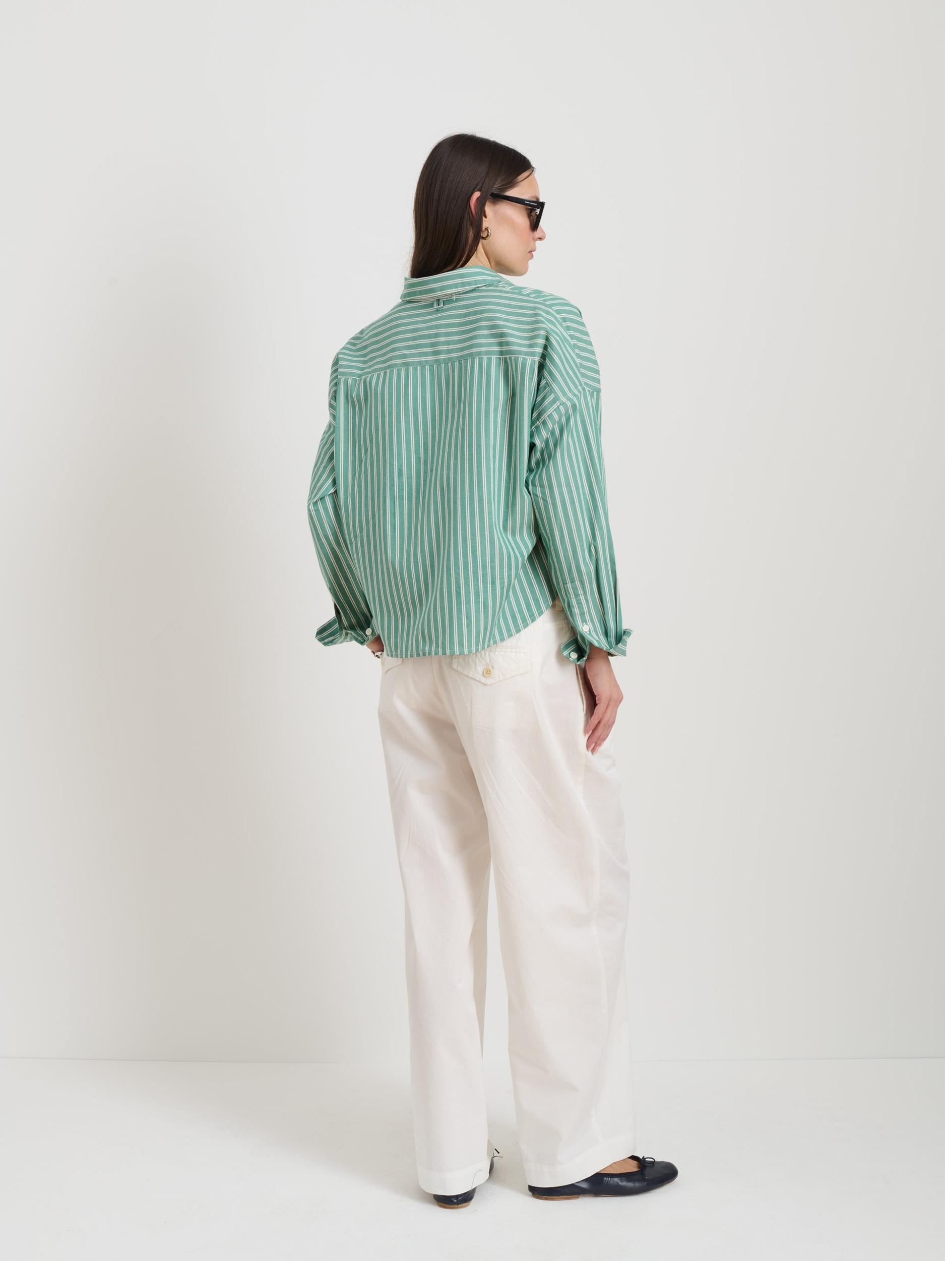 Cropped Jo Striped Shirt In Oxford Product Image