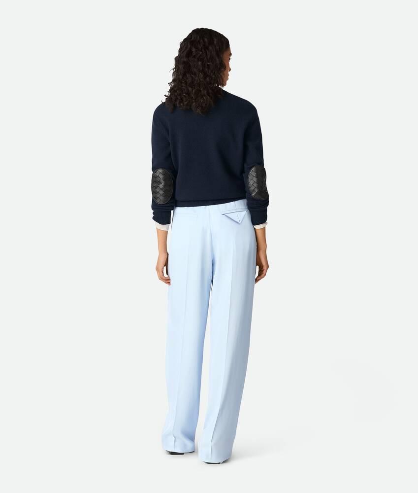 Women's Viscose And Silk Twill Straight Trousers in Sky blue Product Image