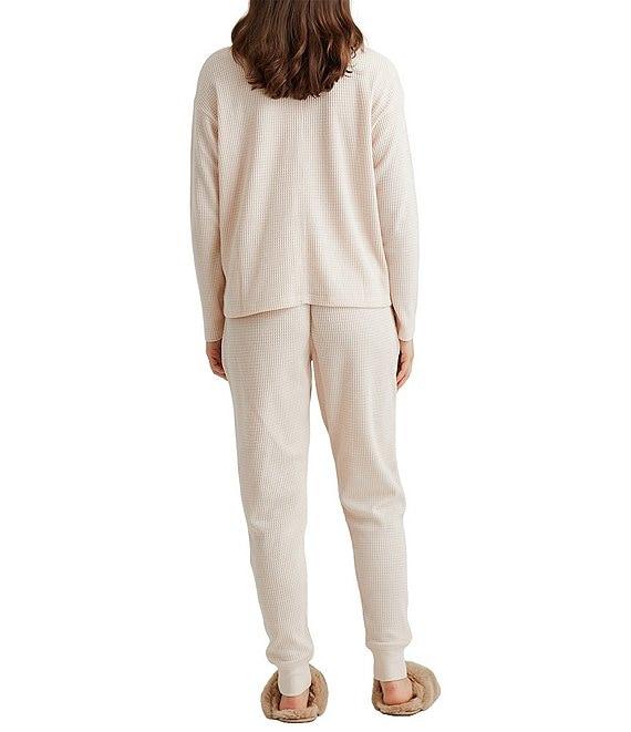 Papinelle Waffle Textured Long Sleeve V-Neck Knit Coordinating Lounge Set Product Image