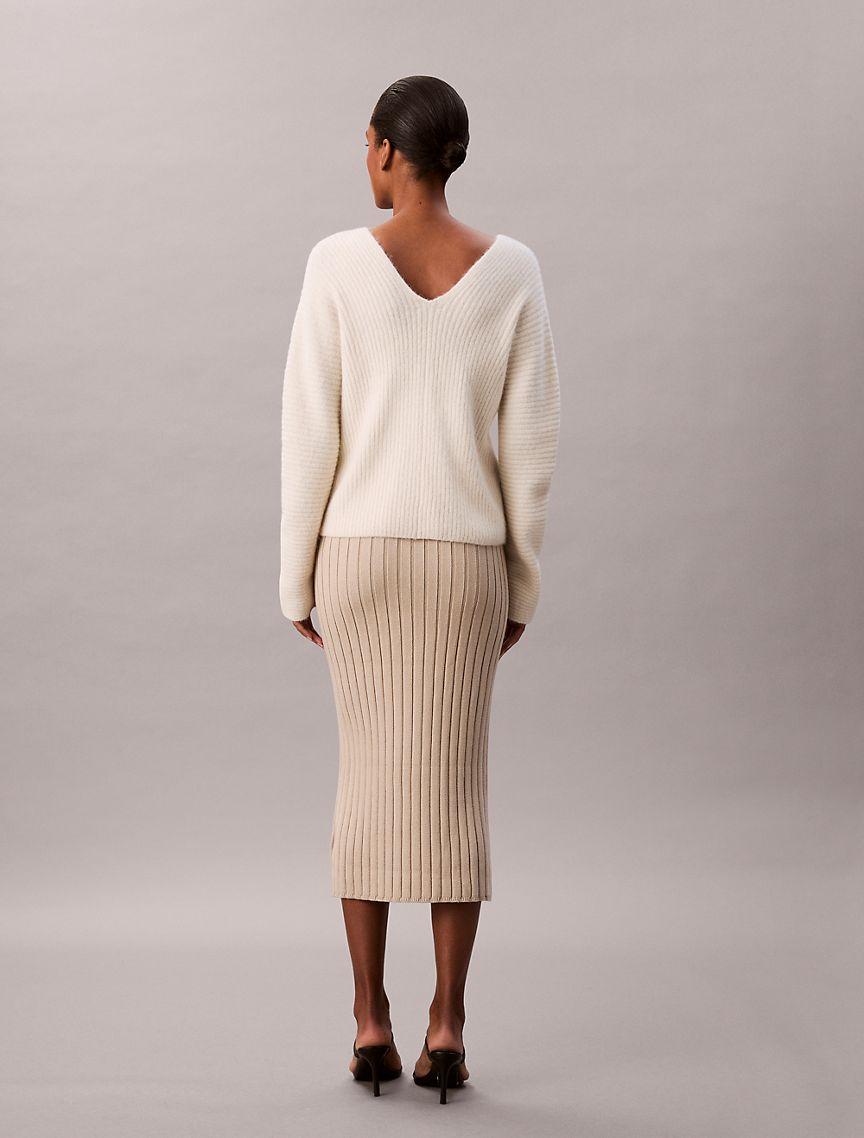 Cotton Ribbed Midi Skirt  Product Image