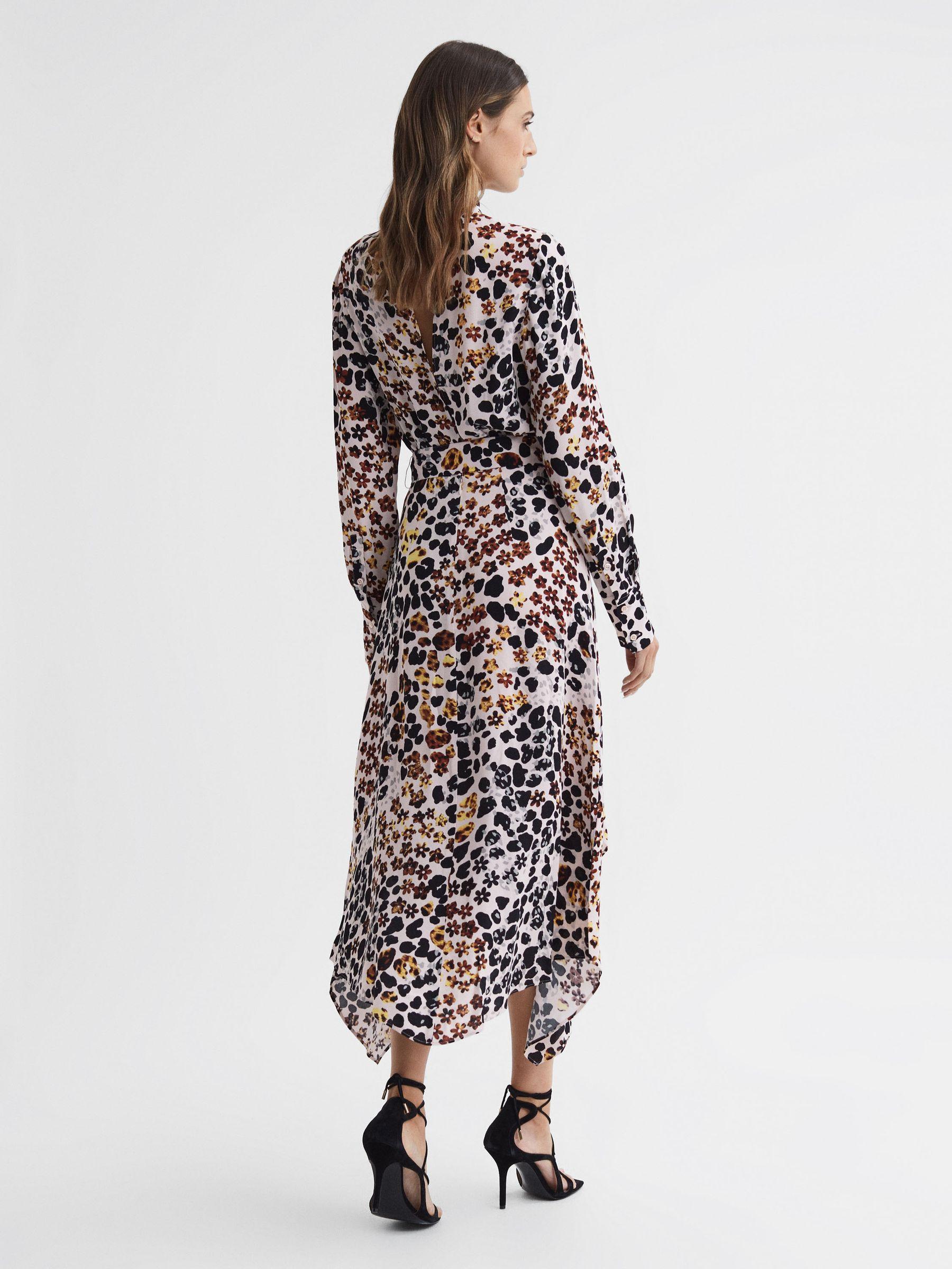 Animal Print Belted Midi Dress in Nude/Black Product Image