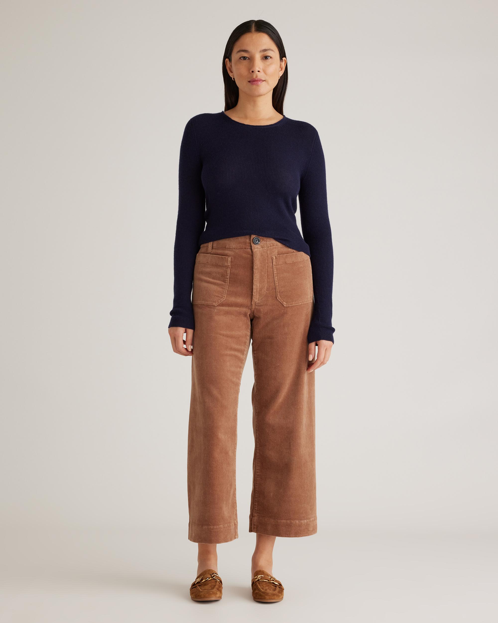 Quince | Women's Organic Stretch Corduroy Cropped Wide Leg Pants Organic Cotton Product Image