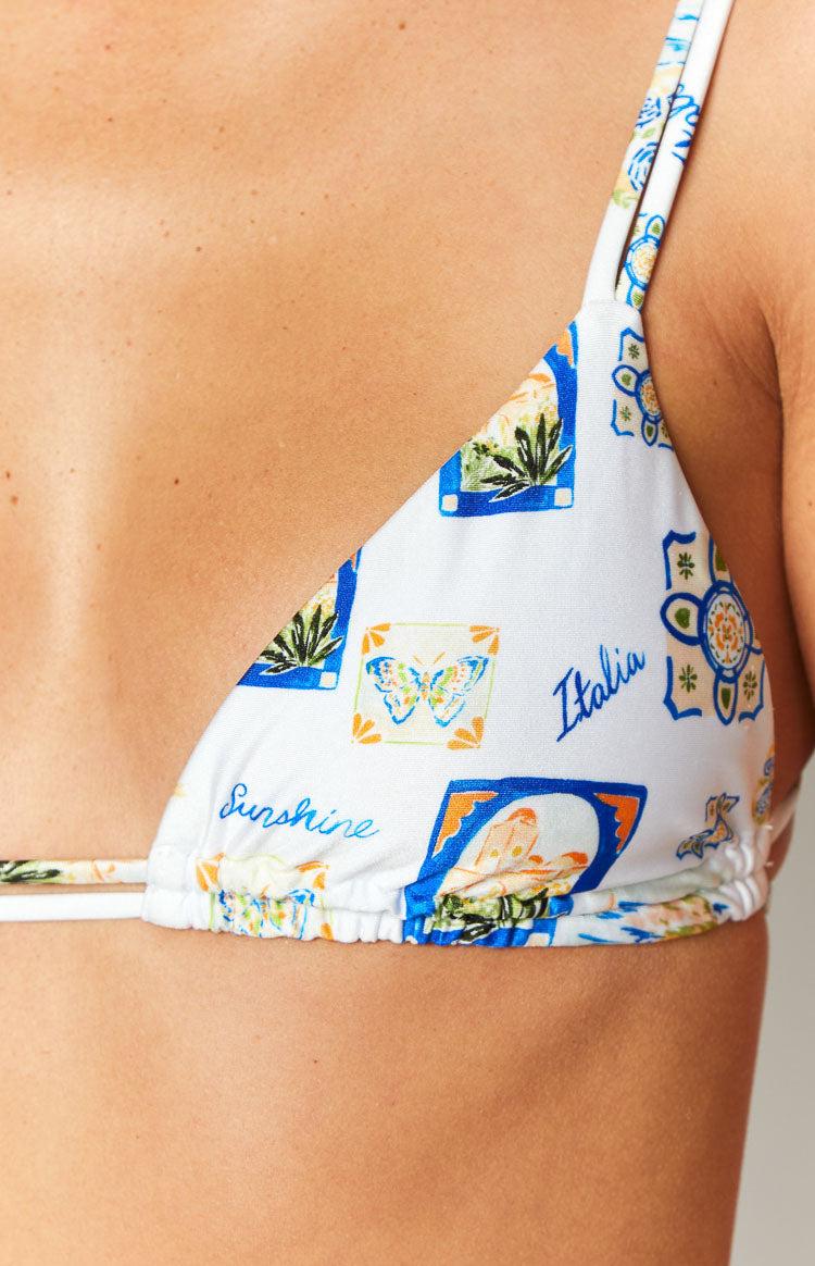 9.0 Swim White Italia Print Sumba Bikini Top Product Image