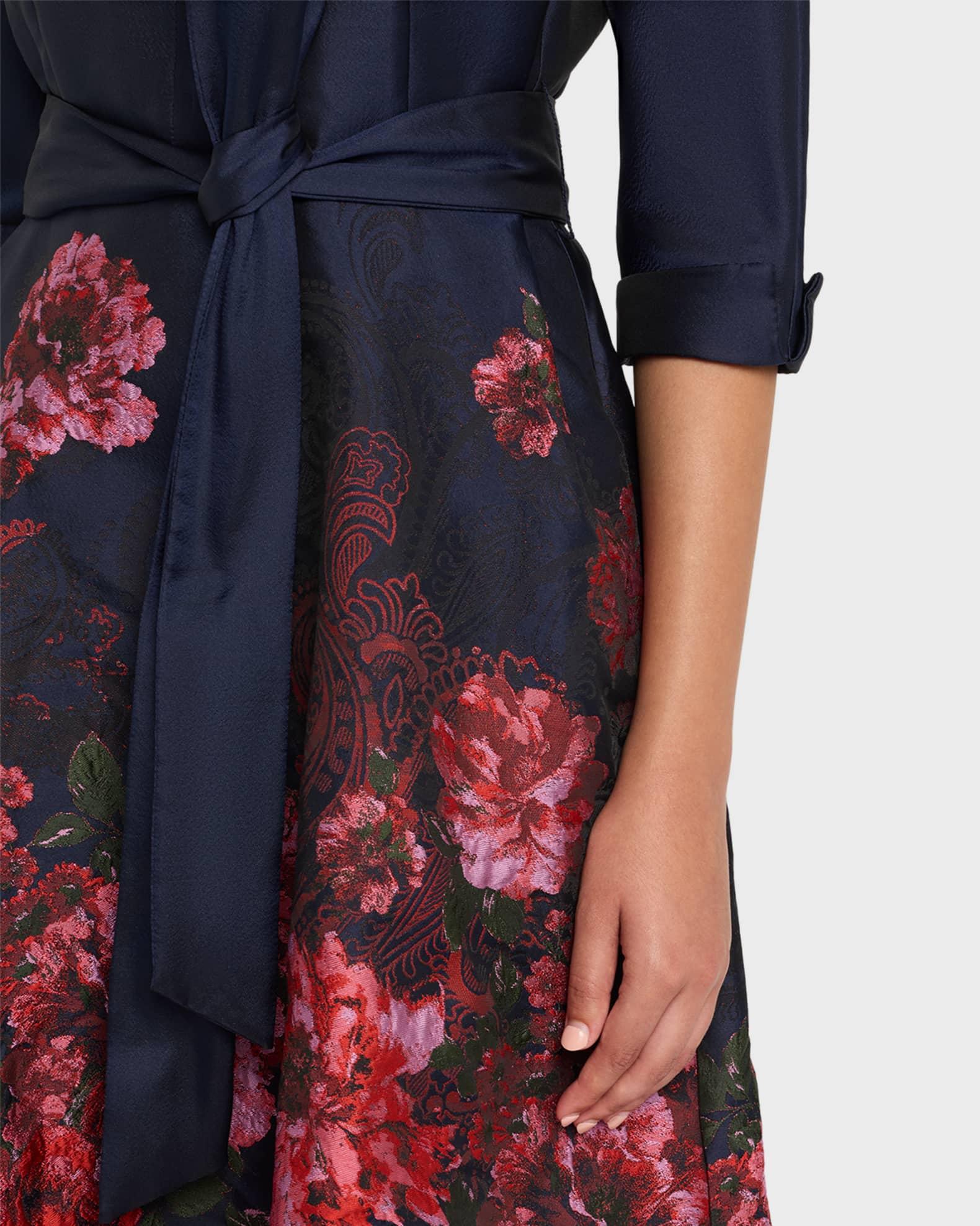 Floral Paisley Jacquard Midi Shirtdress Product Image