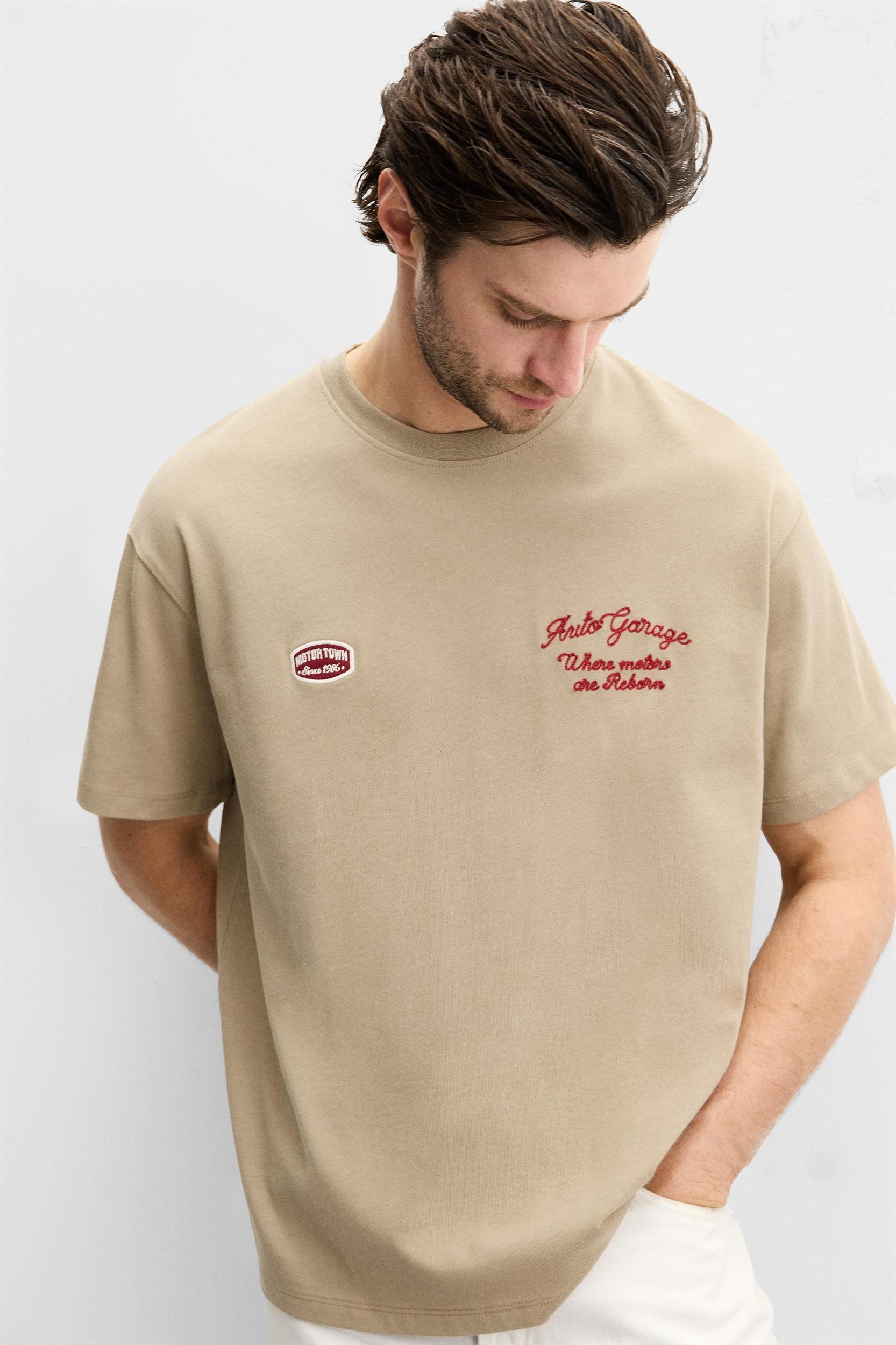 T-SHIRT WITH TONAL EMBROIDERY Product Image