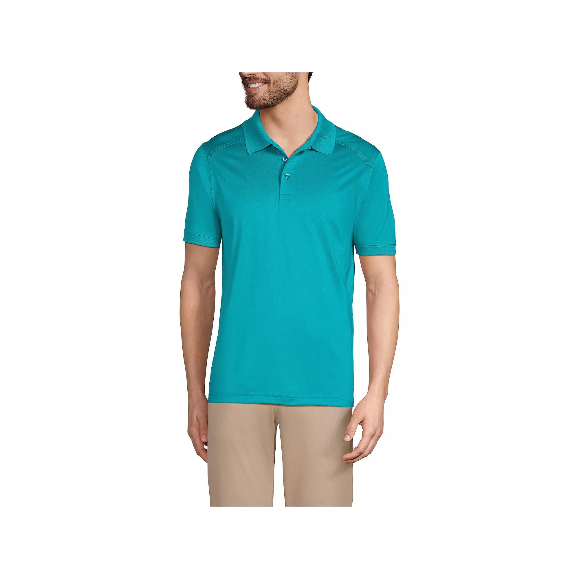 Men's Lands' End Short Sleeve Rapid Dry UPF 50 Polo Shirt, Size: Small, Blue Breeze Product Image