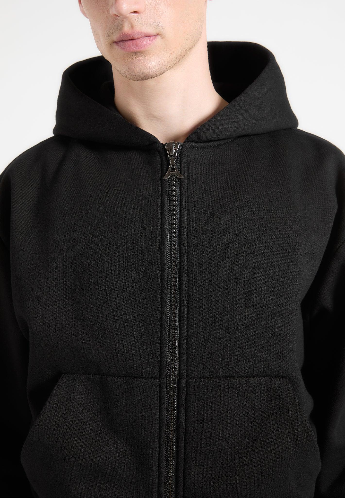 Florian - Cropped Zip Hoodie - Black Male Product Image