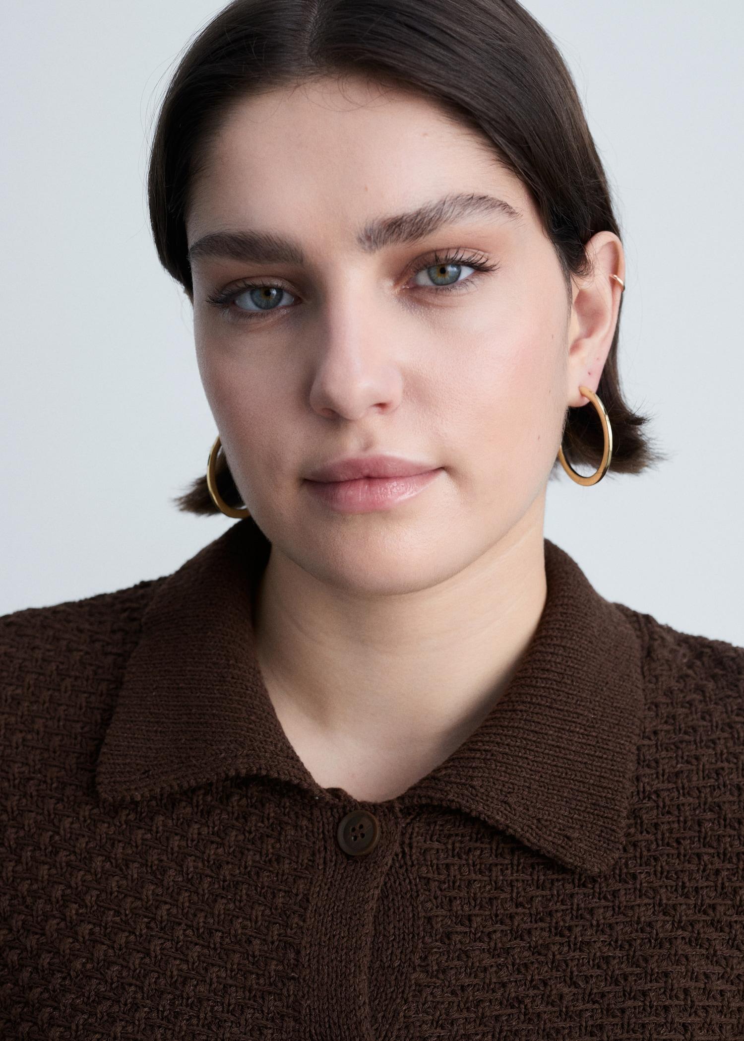 Polo-neck knitted jacket - Women | MANGO USA Product Image