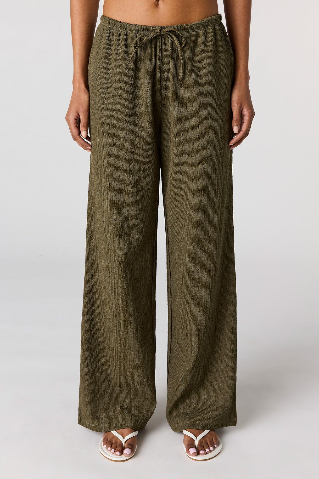 Textured Flowy Drawstring Dress Pant Female Product Image