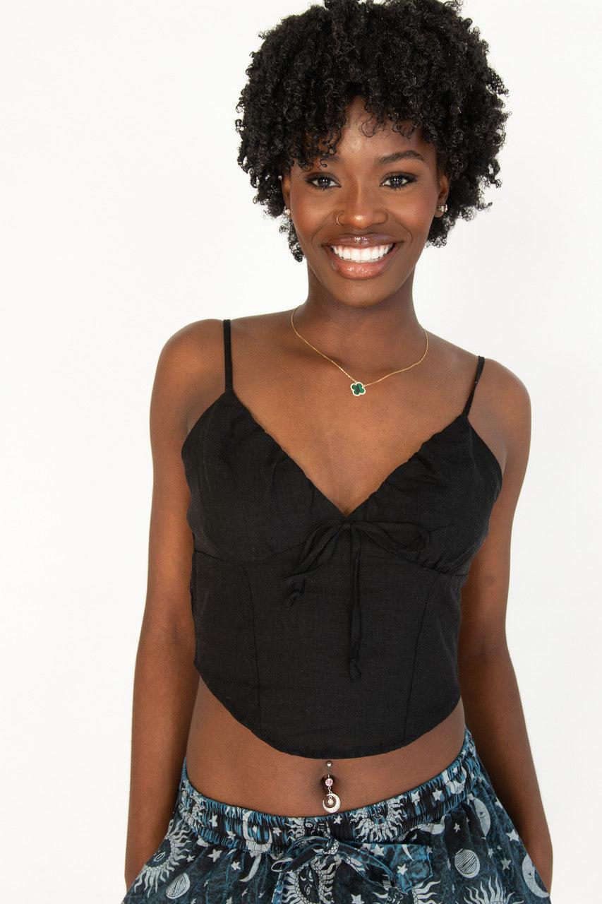 Tie Front Linen Tank Top Product Image