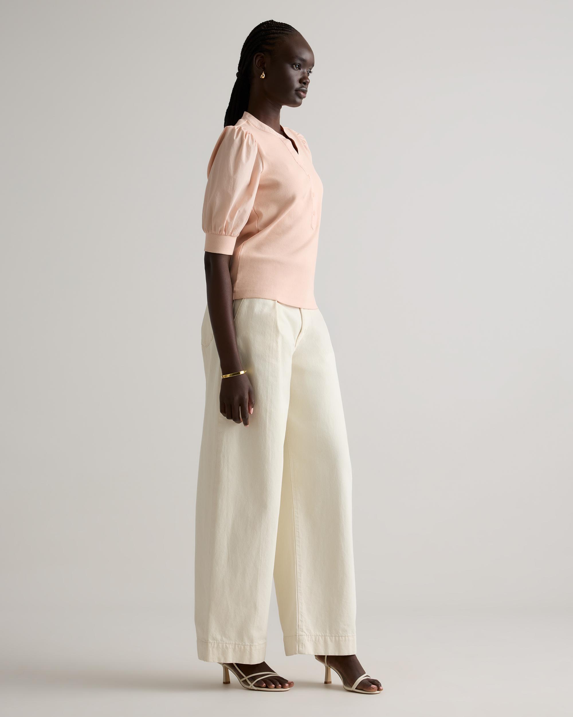 Quince | Women's Cotton Mixed Media Puff Sleeve Top Size XL, Tencel Product Image