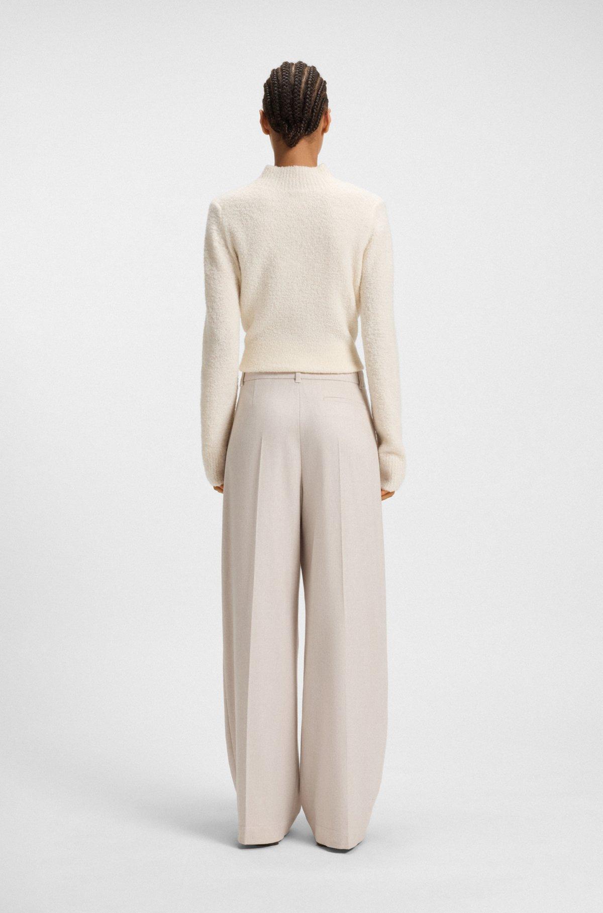 Regular-fit wide-leg trousers in soft flannel Product Image