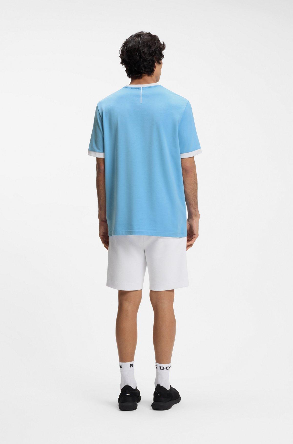 Stretch-cotton T-shirt with country flag and logo Product Image